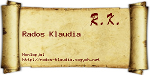 Rados Klaudia névjegykártya